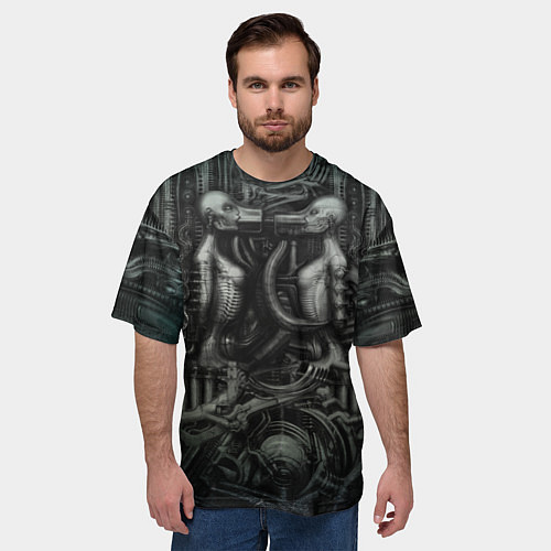 Мужская футболка оверсайз Gigers worlds Миры Ганса Гигера / 3D-принт – фото 3