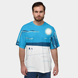 Футболка оверсайз мужская Зимняя рыбалка на озере, цвет: 3D-принт — фото 2