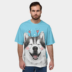 Футболка оверсайз мужская Веселая хаски, цвет: 3D-принт — фото 2