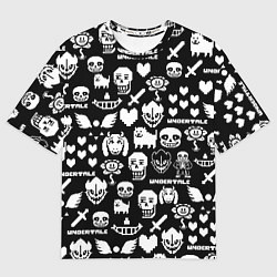 Футболка оверсайз мужская UNDERTALE PATTERN БЕЛЫЙ, цвет: 3D-принт
