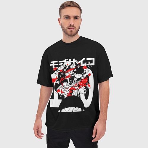 Мужская футболка оверсайз Mob Psycho эмоции Шигео на 100 / 3D-принт – фото 3