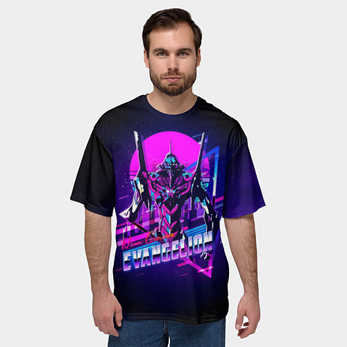 Мужская футболка оверсайз Ева 01 - Neon Genesis Evangelion / 3D-принт – фото 3