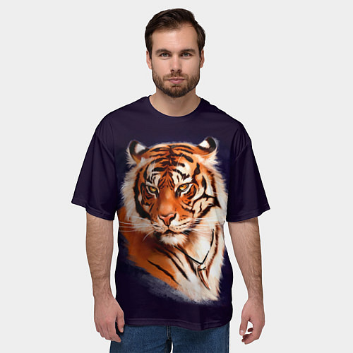 Мужская футболка оверсайз Грозный Тигр Символ 2022 Года Tiger Beast / 3D-принт – фото 3