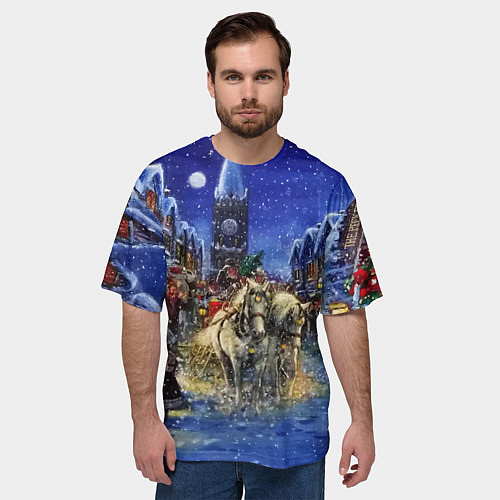 Мужская футболка оверсайз НОВОГОДНЯЯ АТМОСФЕРА НОВЫЙ ГОД 2022 / 3D-принт – фото 3