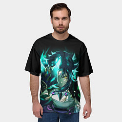 Футболка оверсайз мужская СЯО С МАСКОЙ, ГЕНШИН ИМПАКТ, цвет: 3D-принт — фото 2