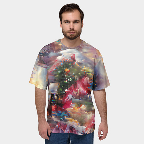 Мужская футболка оверсайз Ностальгия Рождества / 3D-принт – фото 3