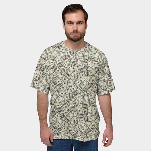 Мужская футболка оверсайз Доллары Dollars / 3D-принт – фото 3