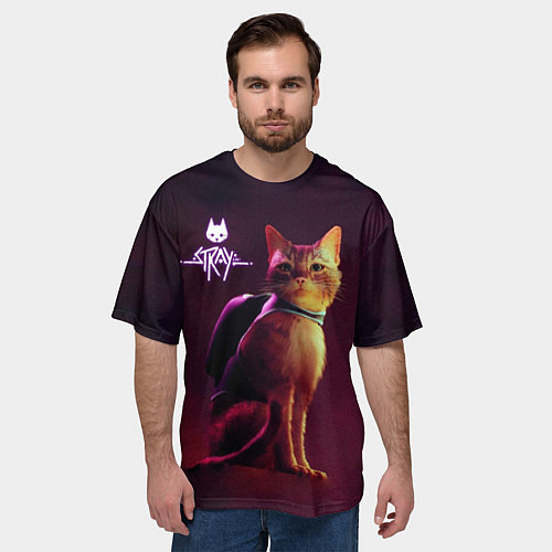 Мужская футболка оверсайз Stray: Wandering Cat / 3D-принт – фото 3