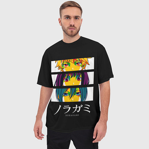 Мужская футболка оверсайз Юкине, Ики и Ято - Noragami / 3D-принт – фото 3