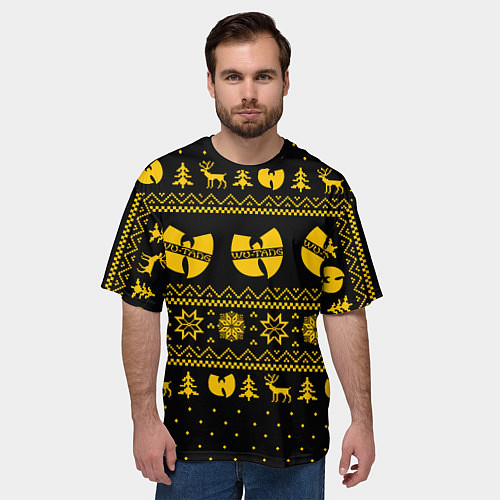 Мужская футболка оверсайз НОВОГОДНИЙ СВИТЕР WU TANG CLAN / 3D-принт – фото 3