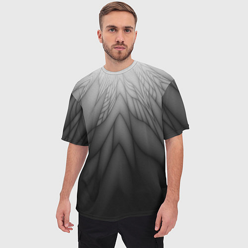 Мужская футболка оверсайз Коллекция Rays Лучи Черный Абстракция 661-11-w1 / 3D-принт – фото 3
