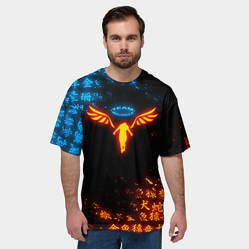 Мужская футболка оверсайз ОГНЕННЫЙ WALHALLA TEAM TOKYO REVENGERS / 3D-принт – фото 3