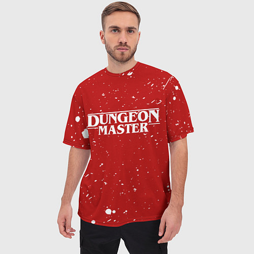 Мужская футболка оверсайз DUNGEON MASTER BLOOD ГАЧИМУЧИ КРАСНЫЙ / 3D-принт – фото 3