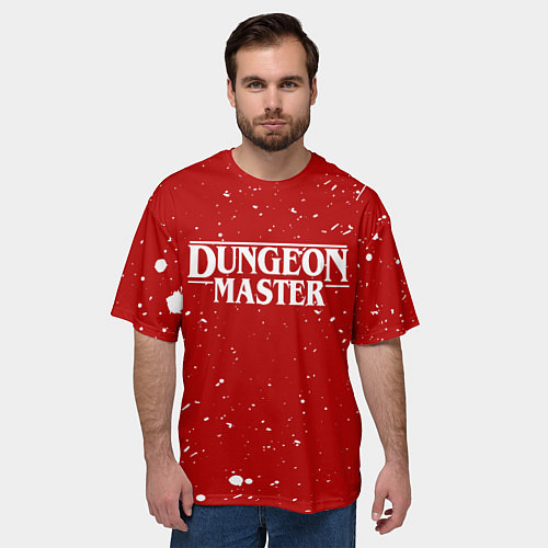 Мужская футболка оверсайз DUNGEON MASTER BLOOD ГАЧИМУЧИ КРАСНЫЙ / 3D-принт – фото 3