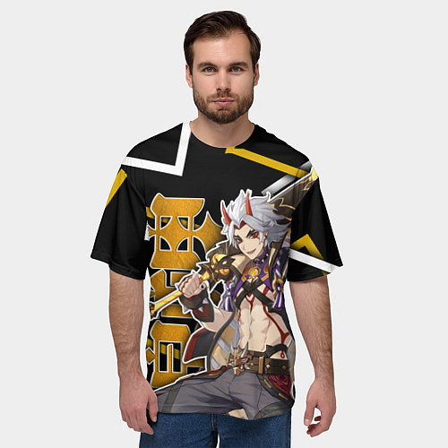 Мужская футболка оверсайз АРАТАКИ ИТТО ГЕОМЕТРИЯ ITTO / 3D-принт – фото 3