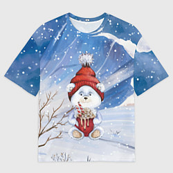 Футболка оверсайз мужская Медвежонок 2022 новогодний, цвет: 3D-принт