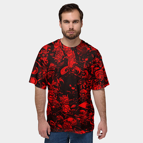 Мужская футболка оверсайз DOTA 2 HEROES RED PATTERN ДОТА 2 / 3D-принт – фото 3