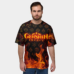 Футболка оверсайз мужская GENSHIN IMPACT FIRE SYMBOL ОГНЕННАЯ СТИХИЯ, цвет: 3D-принт — фото 2