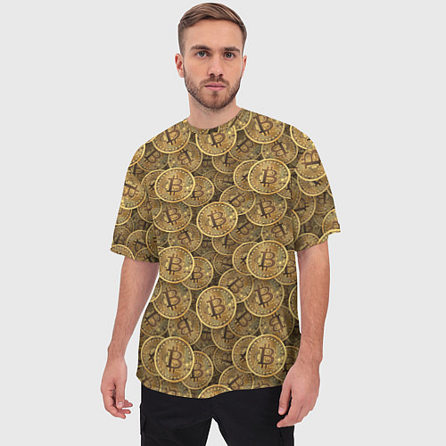 Мужская футболка оверсайз Bitcoins / 3D-принт – фото 3
