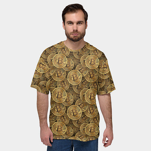 Мужская футболка оверсайз Bitcoins / 3D-принт – фото 3