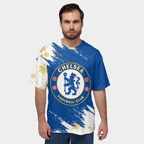 Мужская футболка оверсайз НОВОГОДНИЙ ЧЕЛСИ, CHELSEA НОВЫЙ ГОД / 3D-принт – фото 3