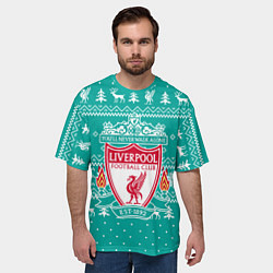 Футболка оверсайз мужская НОВОГОДНИЙ СВИТЕР LIVERPOOL, цвет: 3D-принт — фото 2