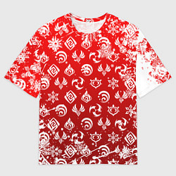 Футболка оверсайз мужская НОВОГОДНИЕ СТИХИИ ГЕНШИН ИМПАКТ, НОВЫЙ ГОД, цвет: 3D-принт