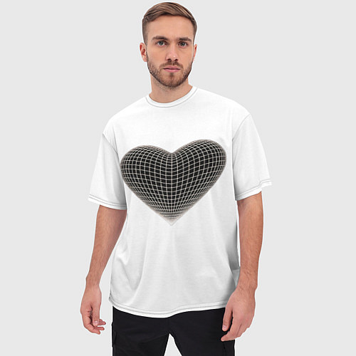 Мужская футболка оверсайз HEART PRINT / 3D-принт – фото 3