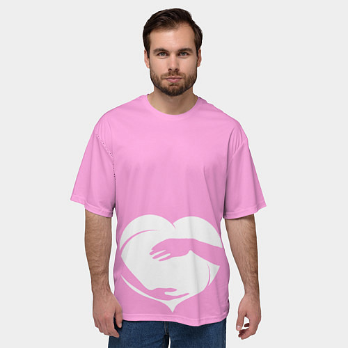 Мужская футболка оверсайз Объятие / 3D-принт – фото 3