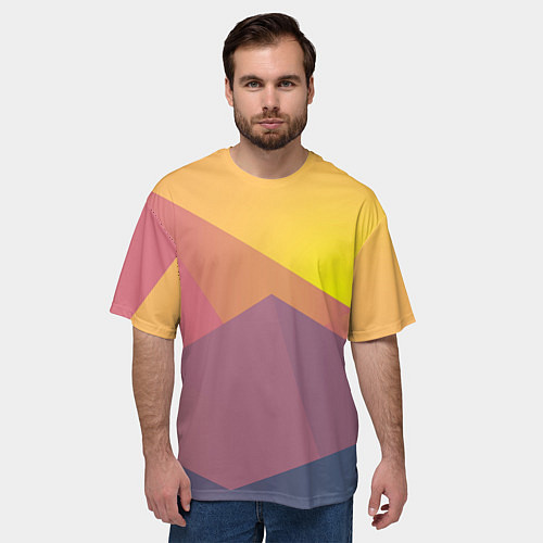 Мужская футболка оверсайз Рассвет в горах искусства / 3D-принт – фото 3