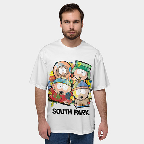 Мужская футболка оверсайз South Park - Южный парк краски / 3D-принт – фото 3