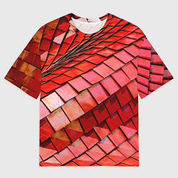 Футболка оверсайз мужская Красная спартаковская чешуя, цвет: 3D-принт