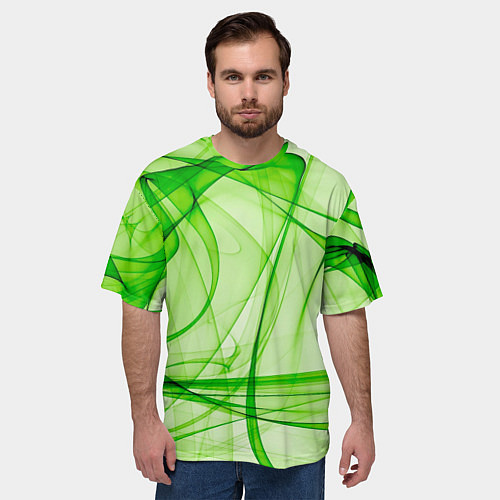 Мужская футболка оверсайз Жизнерадостный салатовый / 3D-принт – фото 3