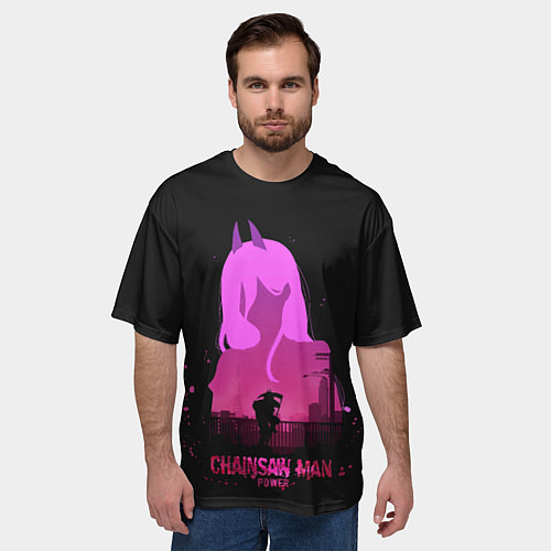 Мужская футболка оверсайз Chainsaw Man Power / 3D-принт – фото 3