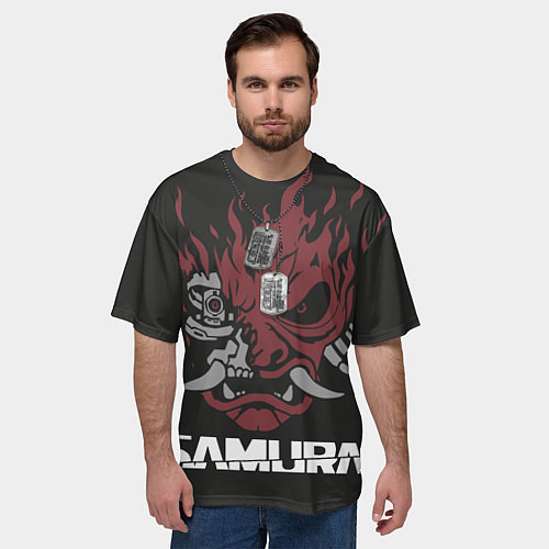 Мужская футболка оверсайз Johnny Silverhand Cyberpunk 2077 / 3D-принт – фото 3