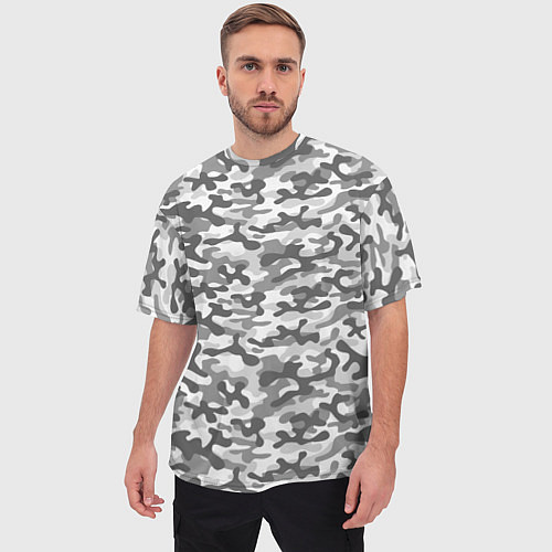 Мужская футболка оверсайз Серый Городской Камуфляж / 3D-принт – фото 3