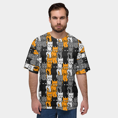 Мужская футболка оверсайз Злой Кот мем / 3D-принт – фото 3
