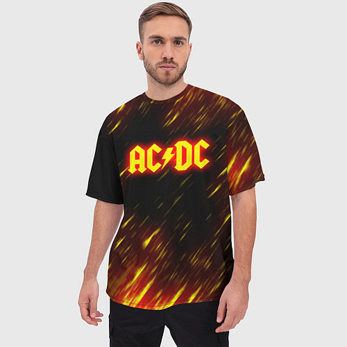 Мужская футболка оверсайз ACDC Neon / 3D-принт – фото 3