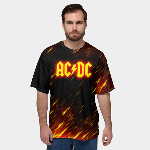 Мужская футболка оверсайз ACDC Neon / 3D-принт – фото 3