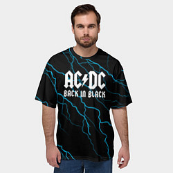 Футболка оверсайз мужская ACDC - Молнии, цвет: 3D-принт — фото 2