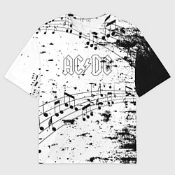 Футболка оверсайз мужская ACDC - Музыкальные ноты, цвет: 3D-принт