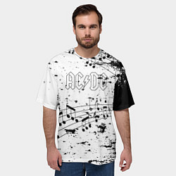 Футболка оверсайз мужская ACDC - Музыкальные ноты, цвет: 3D-принт — фото 2