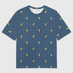 Мужская футболка оверсайз Тукан паттерн