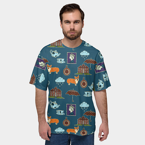 Мужская футболка оверсайз Англия паттерн / 3D-принт – фото 3