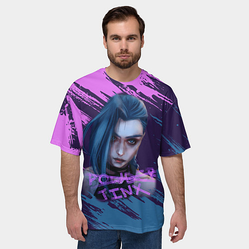 Мужская футболка оверсайз ARCANE League Of Legends JINX / 3D-принт – фото 3