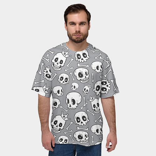 Мужская футболка оверсайз Skulls & bones / 3D-принт – фото 3
