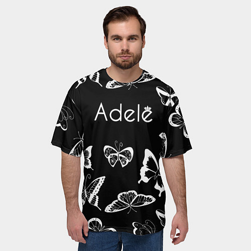 Мужская футболка оверсайз Адель летящие бабочки / 3D-принт – фото 3