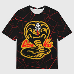 Футболка оверсайз мужская Кобра кай и красный узор, цвет: 3D-принт