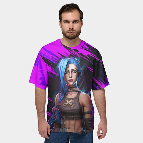 Мужская футболка оверсайз League Of Legends Arcane ДЖИНКС МИЛАШКА / 3D-принт – фото 3