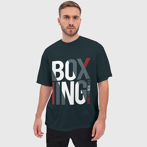 Мужская футболка оверсайз Бокс - Boxing / 3D-принт – фото 3